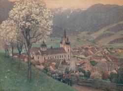 Gustav Jahn Prozession bei Mariazell. Norge oil painting art